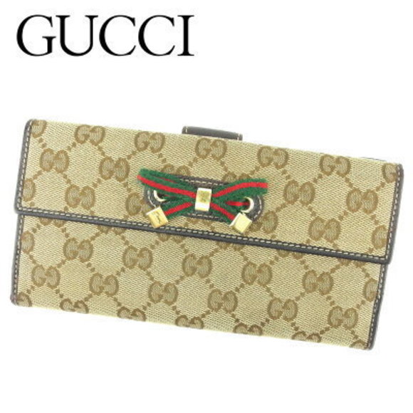 Gucci long Wallet GG brown beige canvas leather - Picture 1 of 6